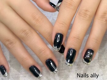 ネイルズアリー 立川店(Nails ally)/ガラスフレンチ×ホログラム×冬