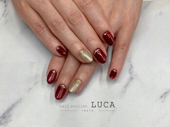 ネイルアトリエルカ(nail atelier LUCA)/W-314 ボルドービジューネイル