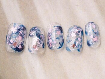アイネイルズ 天神今泉店(I-nails)/クリアベースネイビー星ホロ