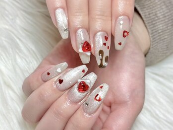 バレンタインネイル