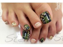 トータルビューティーステラ(TOTAL BEAUTY STELLA)/チェック結晶ネイル