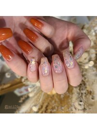 アシメ秋カラーネイル