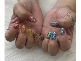 レインボー水面ネイル