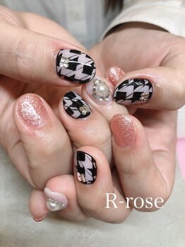 アールローズ(R-rose)/千鳥柄ネイル ¥13420
