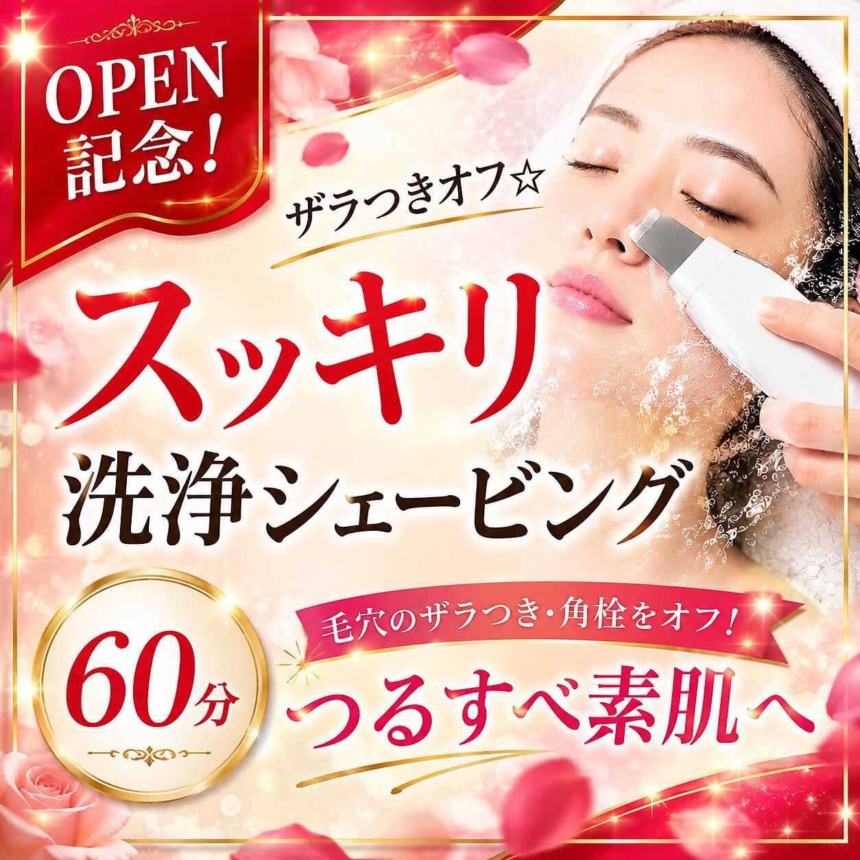 【OPEN記念！】ザラつきオフ☆スッキリ洗浄シェービング60分￥13530→￥7900