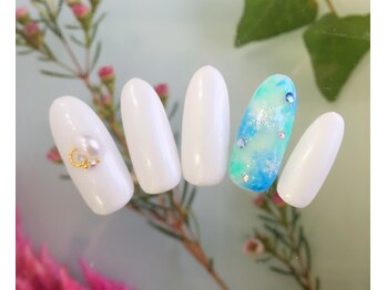 シューズネイルプロデュース/雪のタイダイデザイン