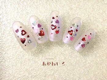 ネイルサロン あかねいろ/バレンタイン　ハートホロ