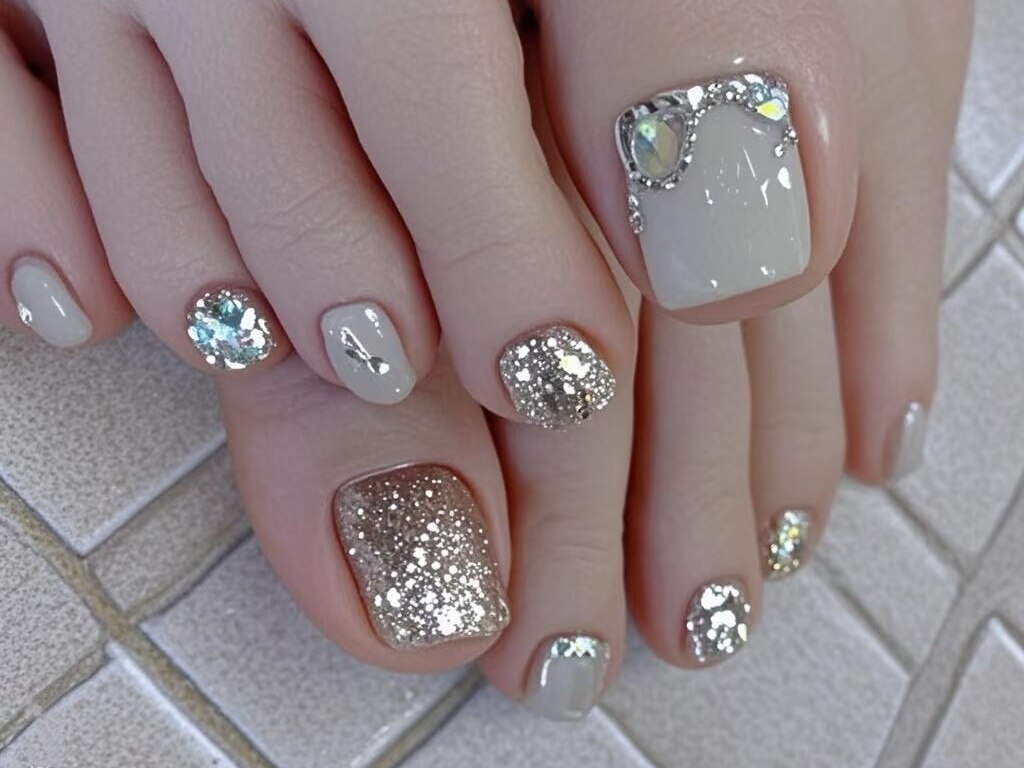 2025年-2026年冬トレンド】埋め尽くし フットのネイルデザイン集｜人気