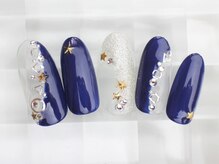 ネイルサロン あかねいろ/秋冬　クリスマス　ネイビー