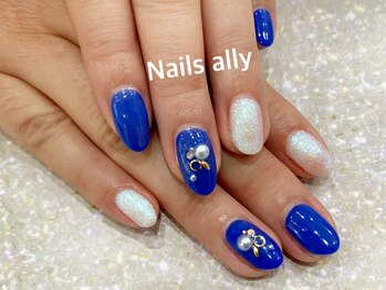 ネイルズアリー 立川店(Nails ally)/ブルー×ストーンアート