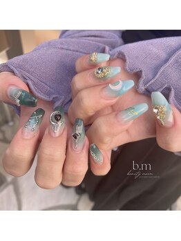 水色×白と水色×黒グラデ＊