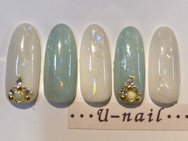 キラキラくすみグリーン