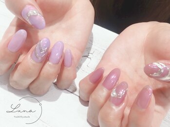 ネイルアンドまつ毛エクステ ルーナ イオン相模原店/アシンメトリーネイル