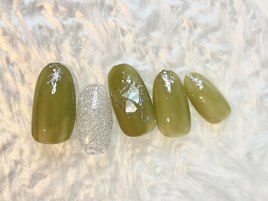 トレンド　抹茶ネイル