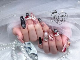 ピンク×ブラックネイル