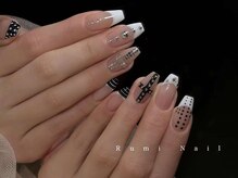 ワンホンネイル 新宿(Rumi Nail)/モノトーン/クロスアート/ドット