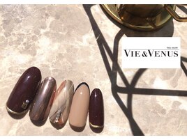 秋ネイル　ミラー　フレンチ