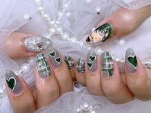 アリーズ(Allies)/痛ネイル　手描き　チェック　冬