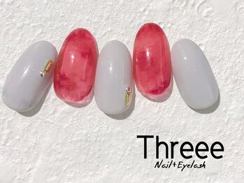 スリーネイルプラスアイラッシュ(Threee Nail+Eyelash)/タイダイネイル