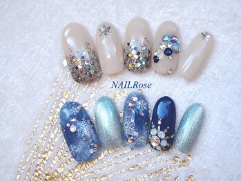 ネイルローズ(NAIL Rose)/クリスマスネイル　ブルー