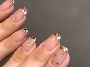 リプルネイル(Lipr Nail)/ピンクガラスフレンチ♪