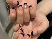 ノラネイル ウメダ(NORA nail UMEDA)/黒フレンチネイル