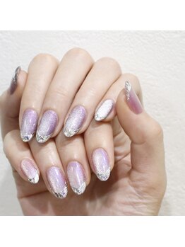 ネイル ビジュー(NAIL BIJOU)/マグネットガラスフレンチネイル
