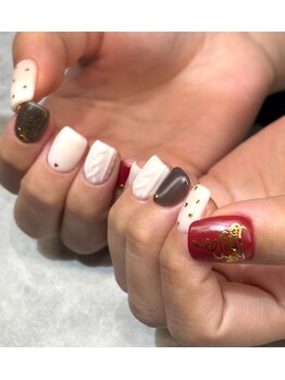 ハルズネイルラボ(HAL's Nail Lab)/クリスマスニットネイル２