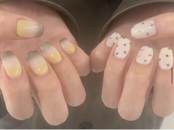 ジェミーネイル エビス(Jemiy nail ebisu)/ボーダーニュアンス花柄