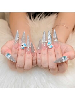 ミズネイル 高田馬場(MIZU NAIL)の写真/長さ出し×持ち込みデザインをパラジェルフィルインで爪に優しく♪丈夫なジェル長さだしでロングネイルも◎