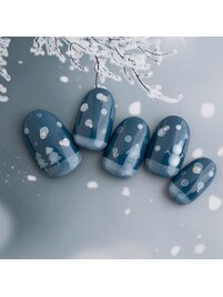 水彩雪景色ネイル