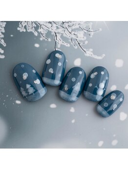 水彩雪景色ネイル