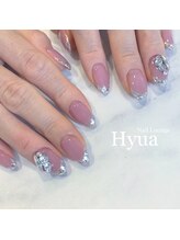 ネイルラウンジ ヒュア(Nail Lounge Hyua)/Mガラスフレンチ×ビジュー