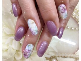 パープルフラワーネイル