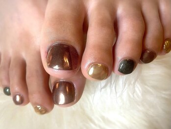 アミュリー ネイル アトリエ(Amury nail atelier)/ミラー パウダー くすみカラー