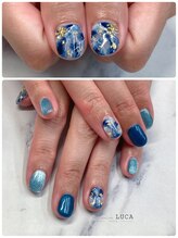 ネイルアトリエルカ(nail atelier LUCA)/M-376 ネイビー大理石ネイル