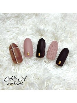 エーアンドエー 蕨店(A&A)/マットチェック×ニットネイル