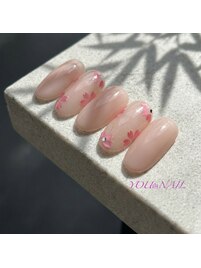 オフィスネイル×桜ホロネイル