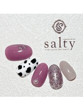 ネイルアンドアイラッシュサロン ソルティ 寺田町(salty)/ダルメシアン柄ネイル