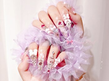 ワンホンネイル 新宿(Rumi Nail)/パーツつけ放題/ピンク/長さだし