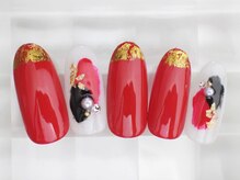 ネイルサロン あかねいろ/お正月ネイル　ニュアンス金箔