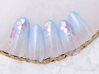 モンスリール 麻布十番(Mon Sourire)/ブルー×桜ホログラムネイル