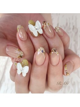 ラグ(RAG)/押し花フレンチ蝶々ネイル