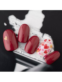 水彩大人可愛いハートネイル