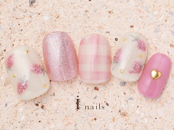 アイネイルズ 町田店(I nails)/イチゴチェックネイル11500円