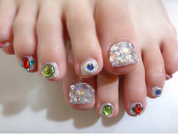 アミュリー ネイル アトリエ(Amury nail atelier)/ビジュー★フットジェルネイル♪