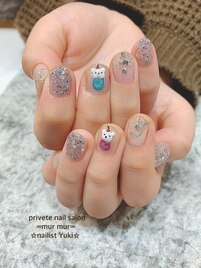 キラキラくまさんネイル