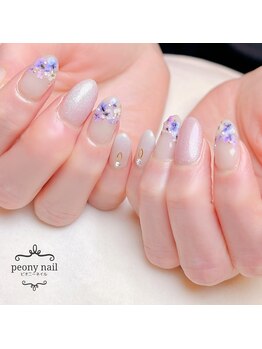 ピオニーネイル(peony nail)/ドライフラワー　パープル