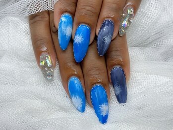 スカルプデニムアート×ビジュー