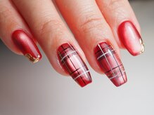 ミーナネイル(miinanail)/ボルドーマグネットのチェック柄